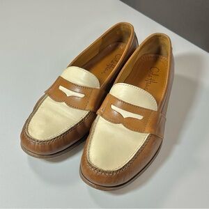 Cole Haan Sz 11 Two Tone Leather Moccasin Slip on Penny Loafers Dress Shoes